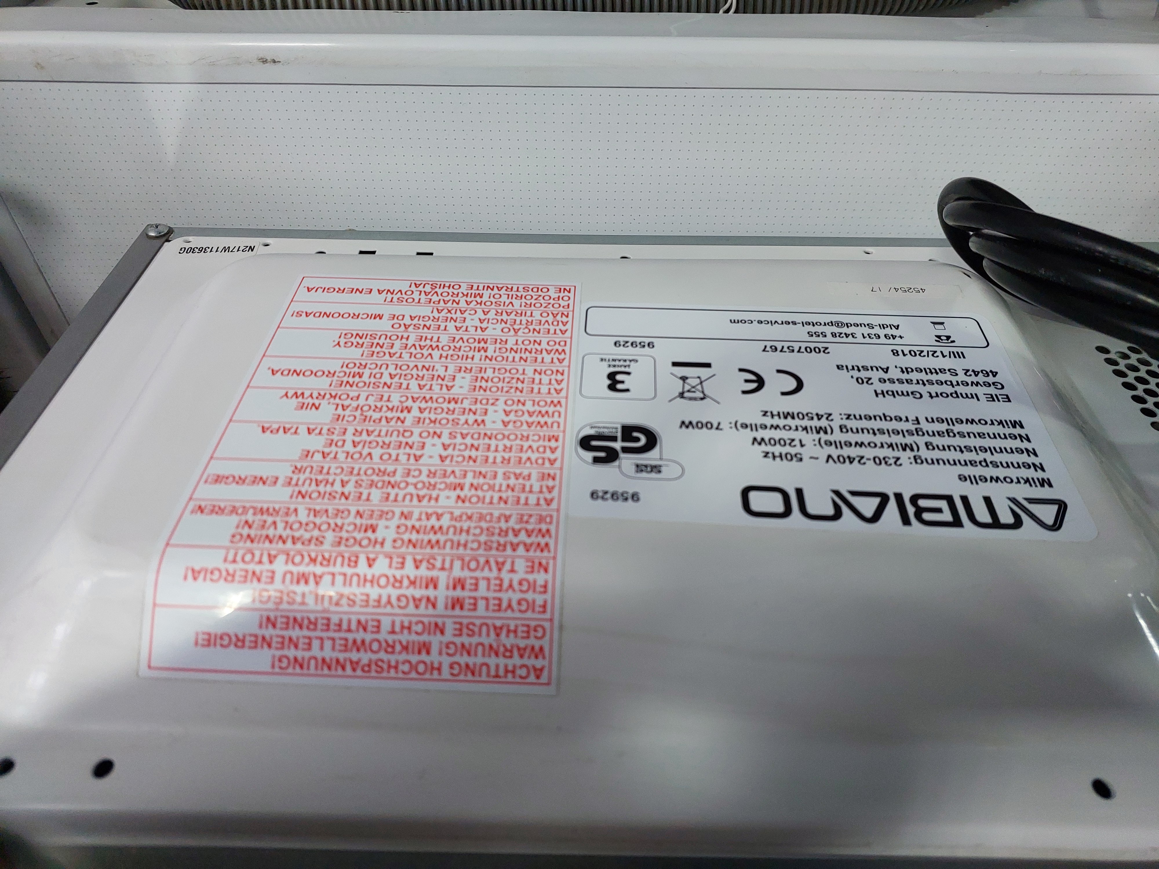 Мікрохвильова піч AMBIANO 95929 Image