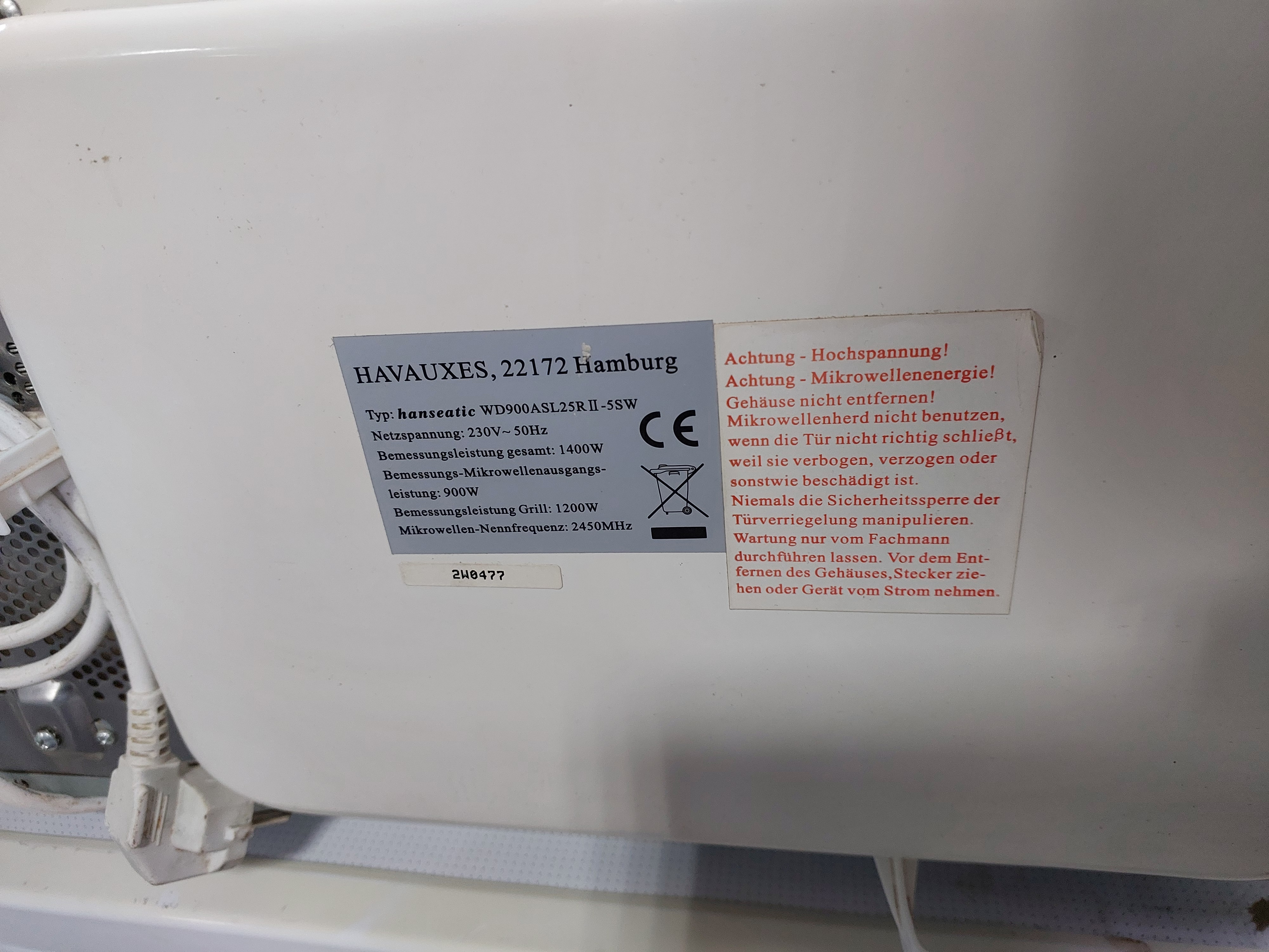 Мікрохвильова піч Hanseatic WD900ASL25R Image