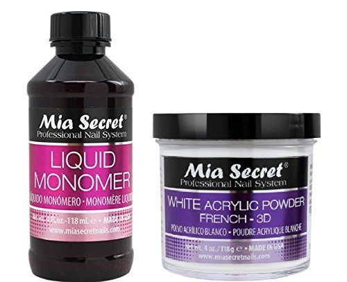 Mia Secret 3D FRENCH WHITE Powder PLUS 4 OZ Acrylic Nail Professional SYSTEM SET