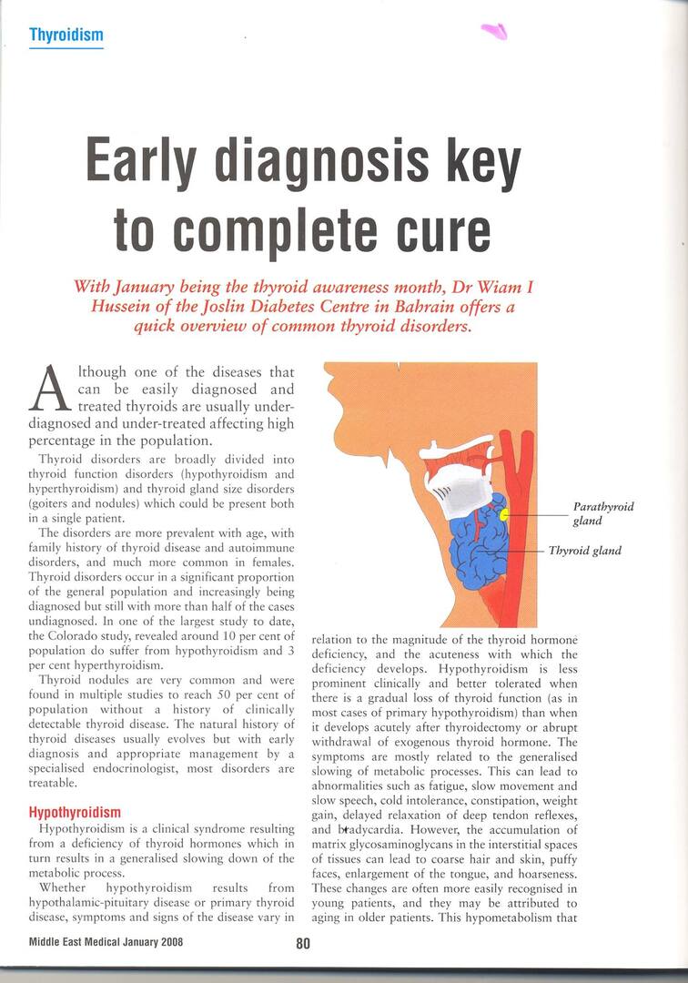 Early Diagnosis Key to Complete Cure of Thyroid Disorders