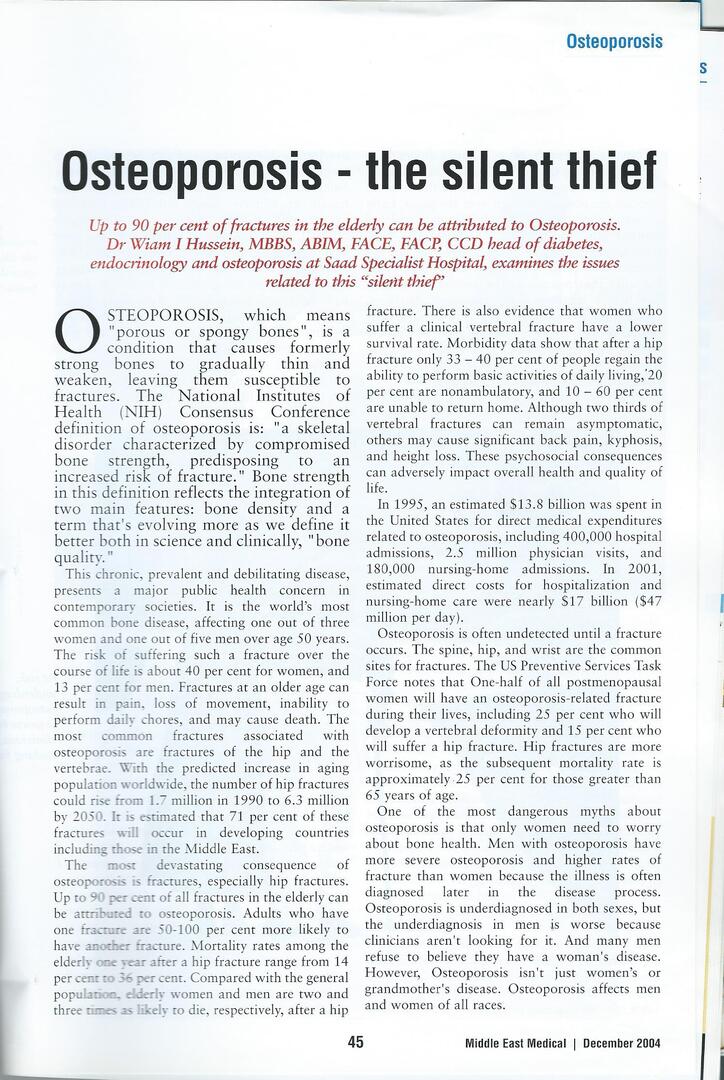 Osteoporosis - The Silent Thief