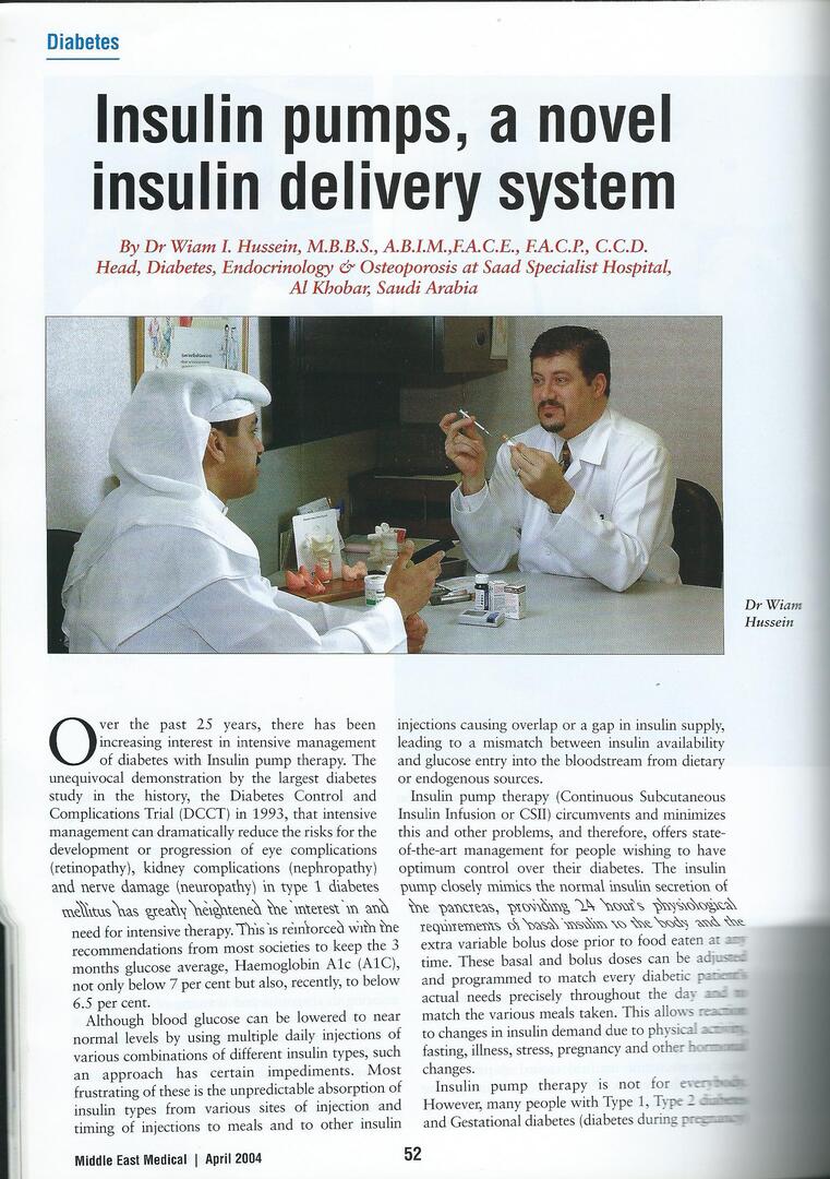  Insulin Pumps, a Novel Insulin Delivery System