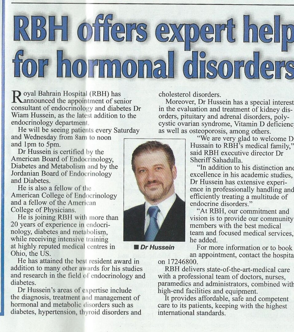 RBH Offers Expert Help for Hormonal Disorders