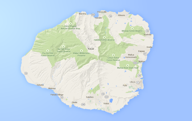 google map of kauai