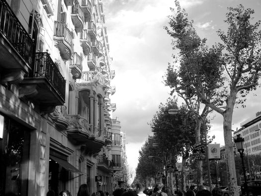 Streets of Barcelona in Black and White