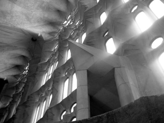 Interior of La Sagrada Familia - Barcelona in Black and White