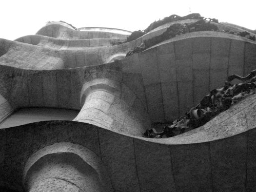 Looking up at La Pedrera - Barcelona in Black and White