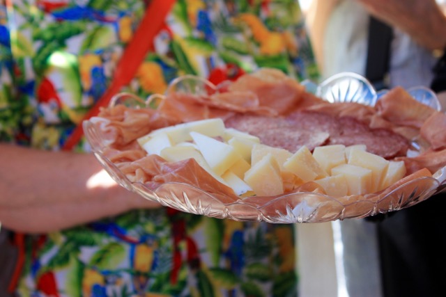 Prosciutto, salami, and pecorino at Volpetti deli in Rome