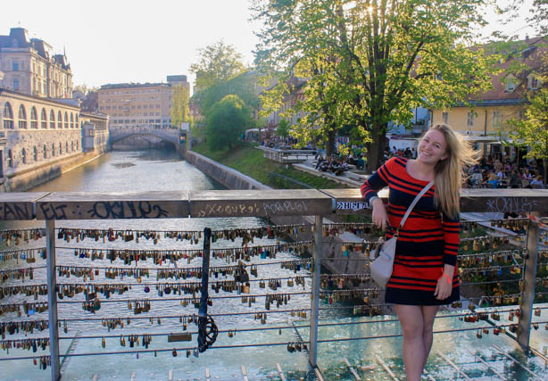 Bridge with love locks in Ljubljana