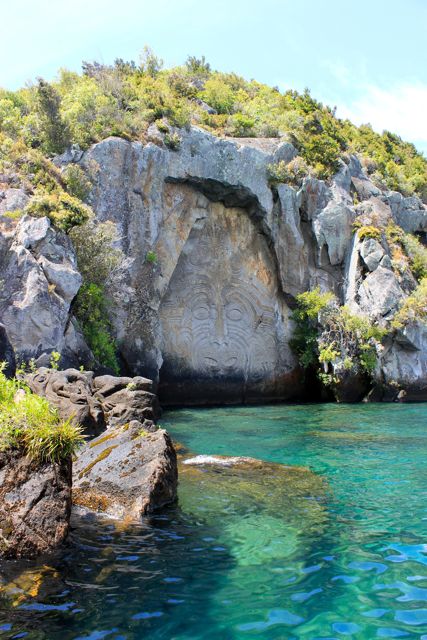 Maori carvings, Lake Taupo, New Zealand