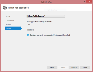 Publish Web Application dialog