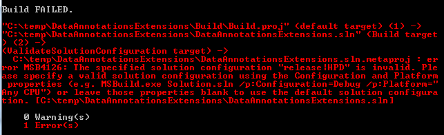 MSBuild - build failure - target platform HPD