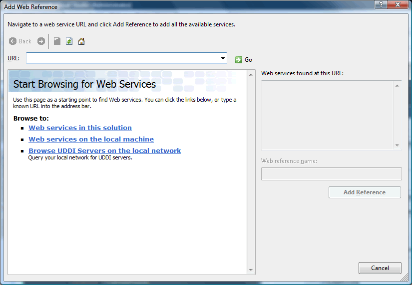 Add Web Reference Add Web Reference