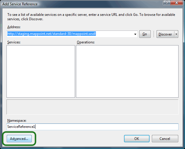 Add Service Reference Click the "Advanced" button
