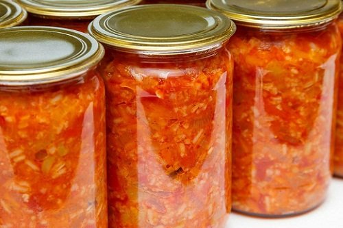 Овощное лечо с рисом для хранения