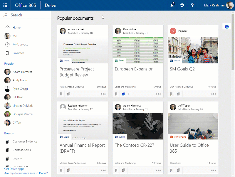 AI powered search experience in Office 365 Delve