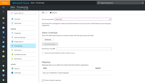 AzureAD supports Federated SSO and Provisioning with Slack