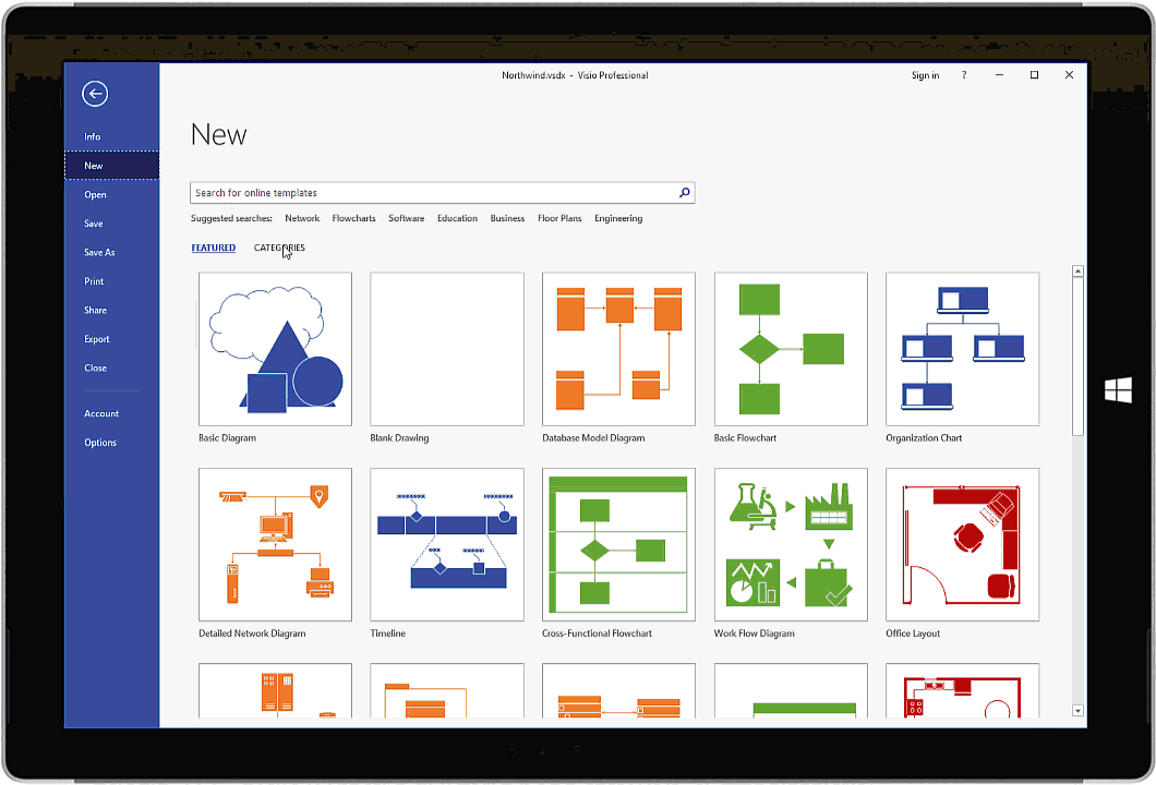 Visio Pro for Office 365 reverse engineering template