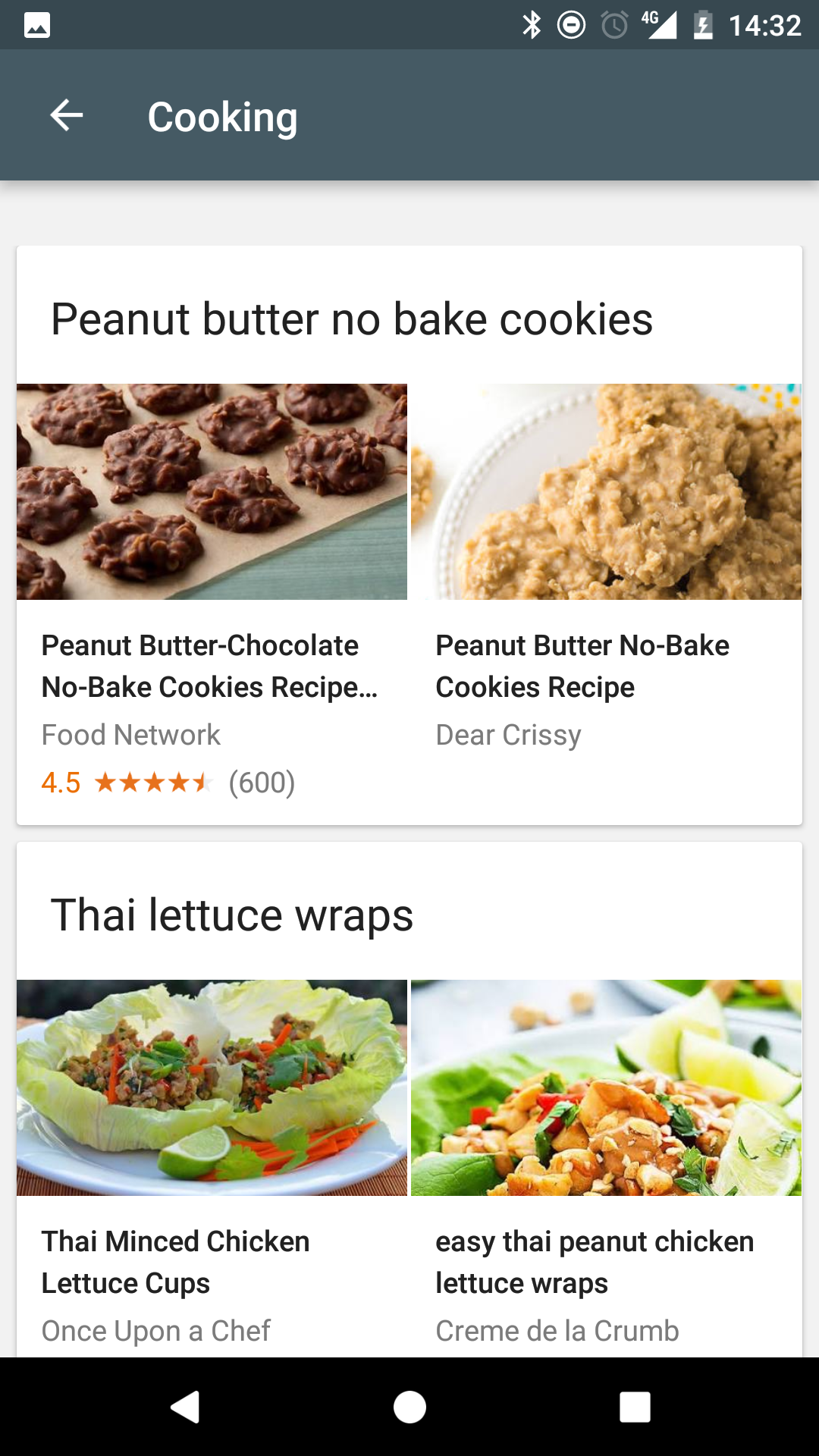 Google Now: Cooking Card Results