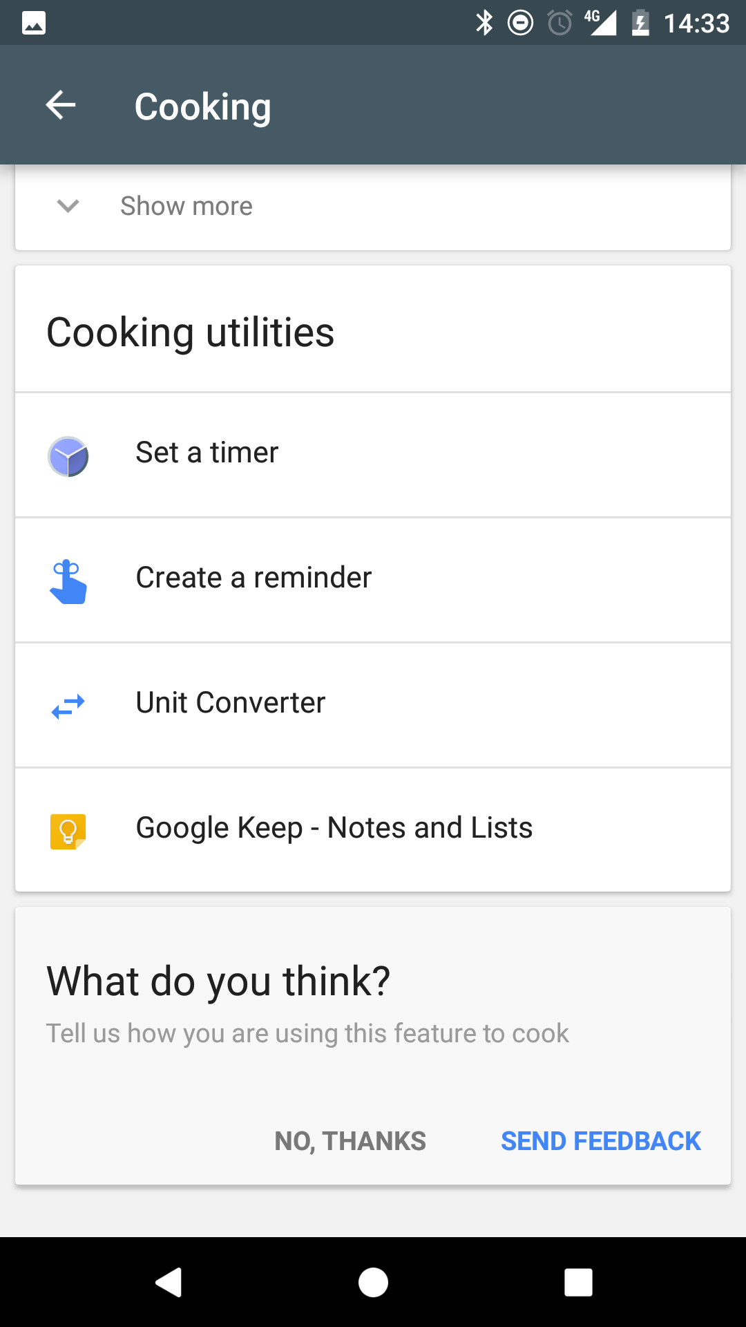 Google Now: Cooking Utilities