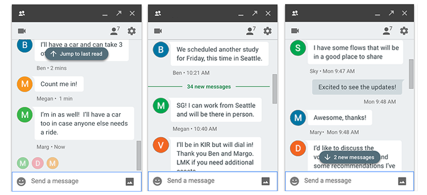 Redesigned unread messages indicators in Hangouts