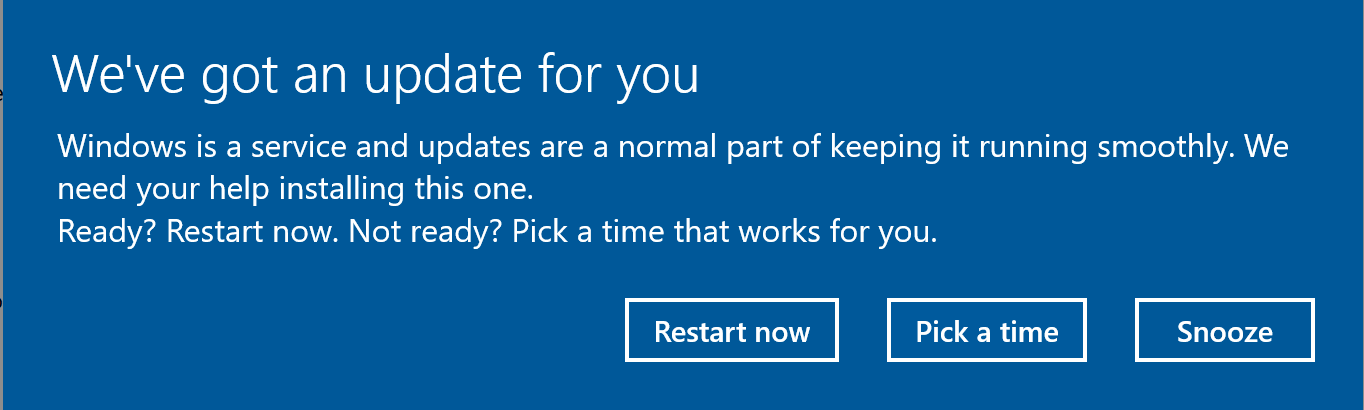 Creators Update Notification