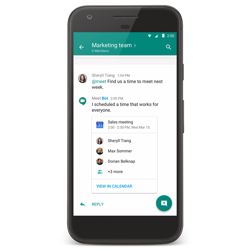 Hangouts Chat @meet Bot