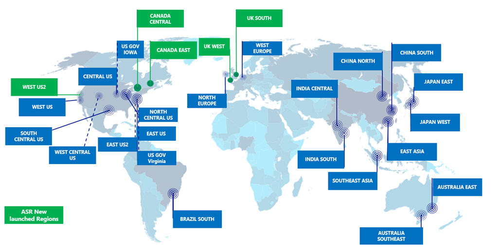 Azure Site Recovery Map