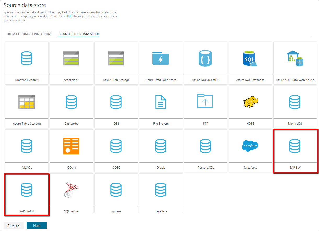 SAP HANA and SAP BW in Azure Data Factory