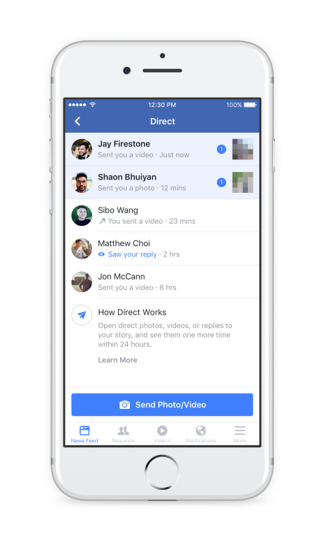 Diredt share Facebook Stories