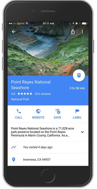 Access Timeline from places card