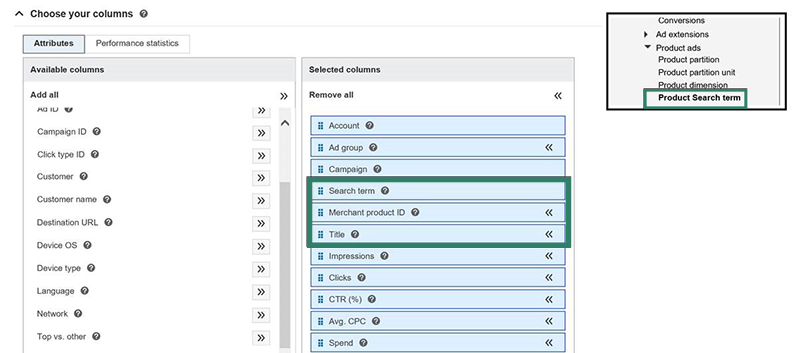 Bing Shopping Campaigns: Search term report at offer level