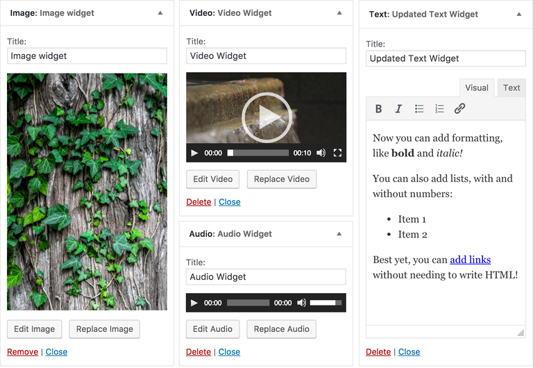 New Widgets in WordPress 4.8