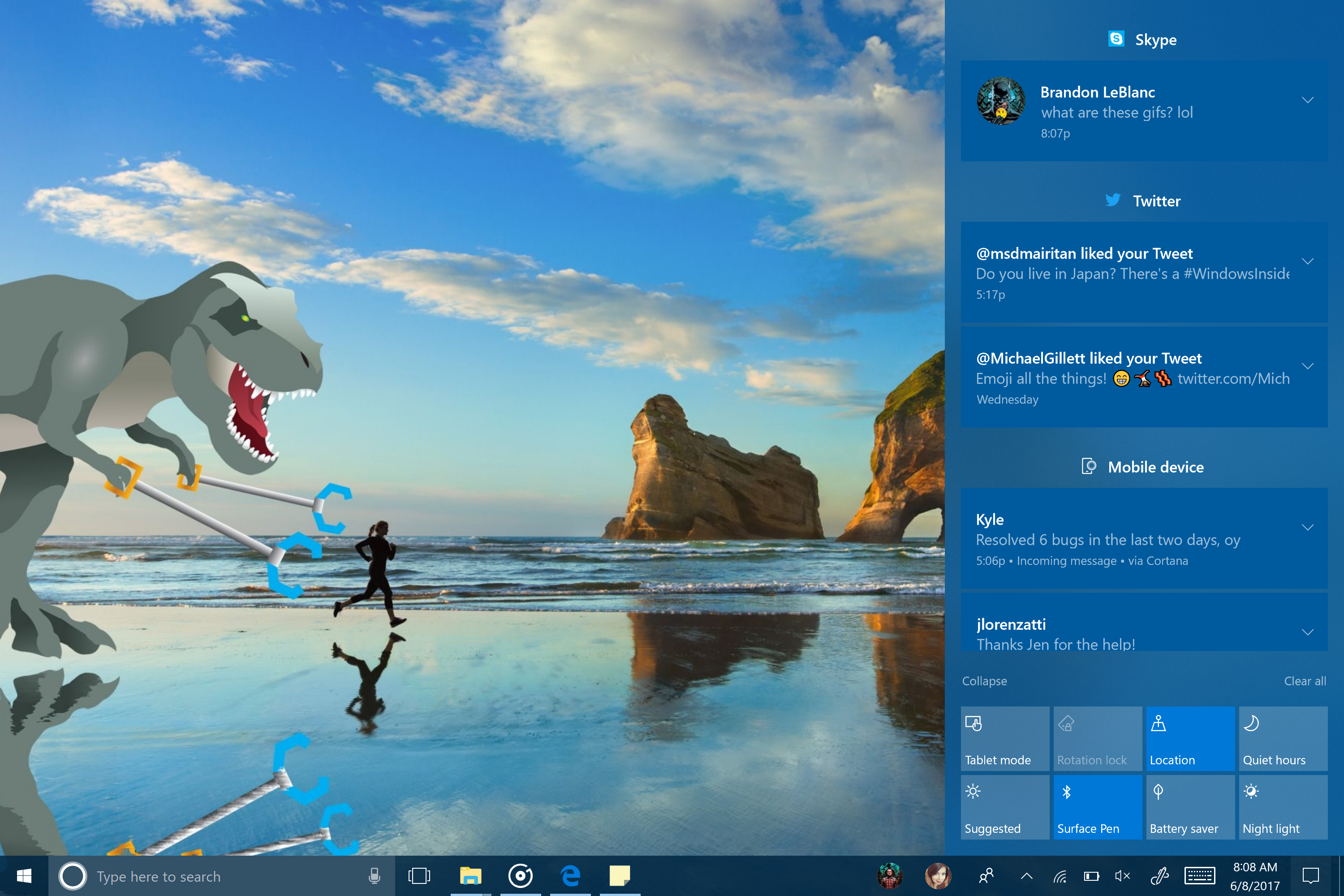 Fluent Designed Action Center