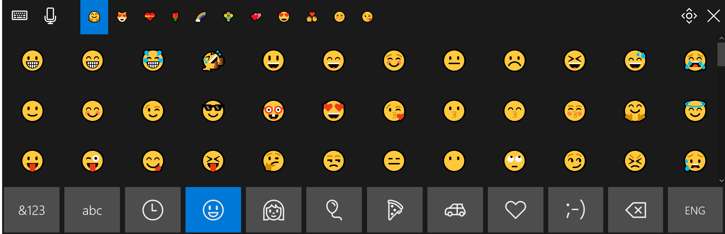 Improved touch keyboard with emojis