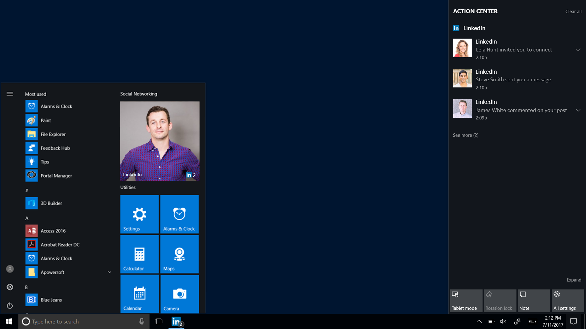 LinkedIn Windows 10 app