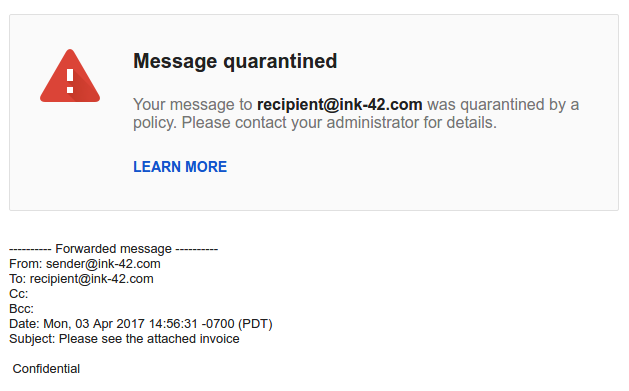 Gmail quarantined notification