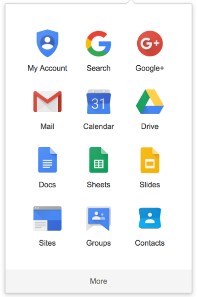 Google Apps Launcher current layout
