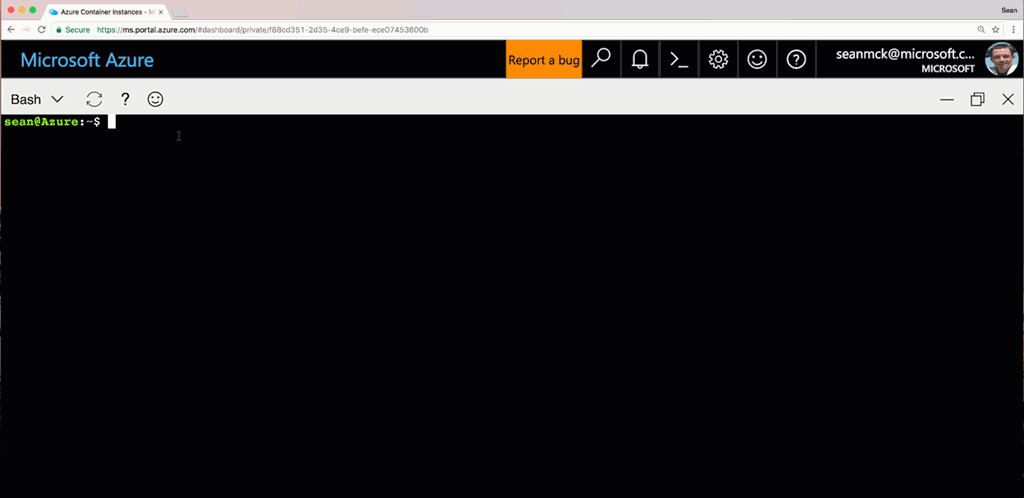 Azure CLI command shell