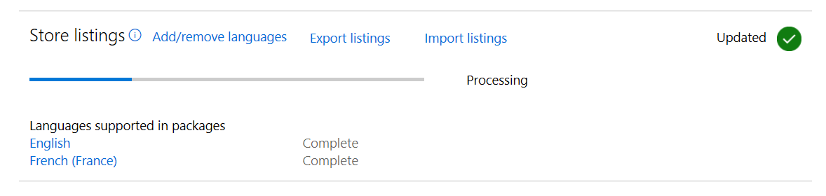 Export and import of store listings – Submission overview page