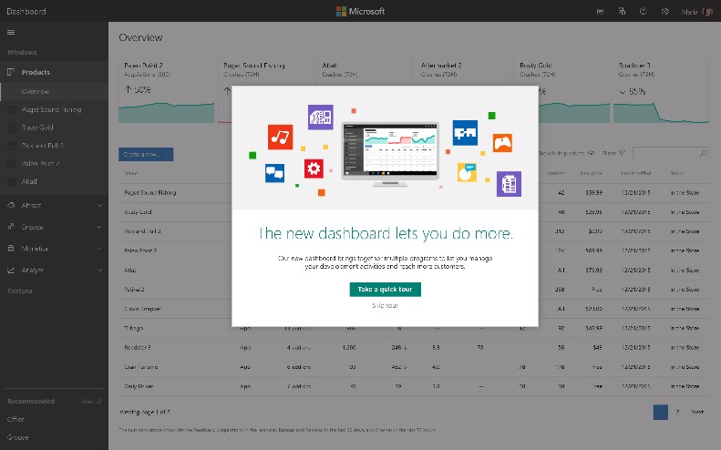Redesign Windows Store Dev Center Dashboard