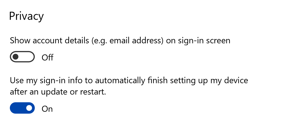 Use sign-in info to a restart or update
