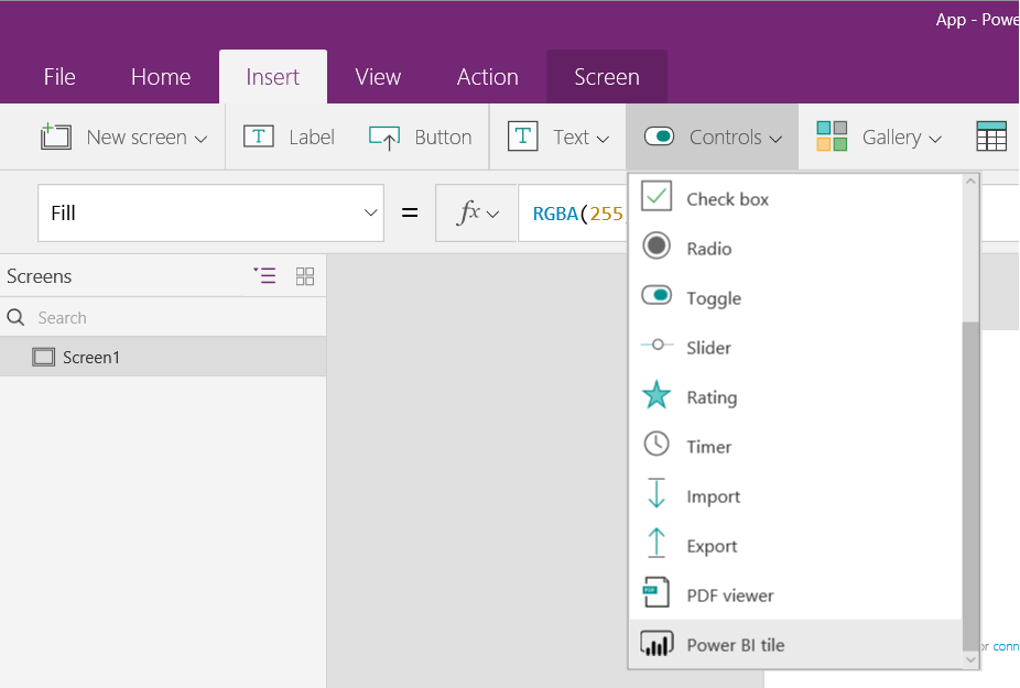 Power BI tiles inside app