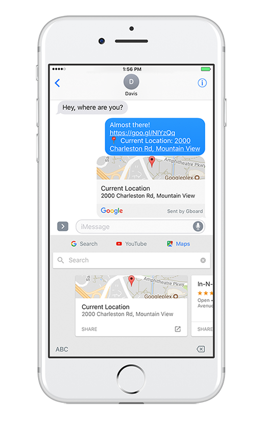 Maps button on GBoard iOS