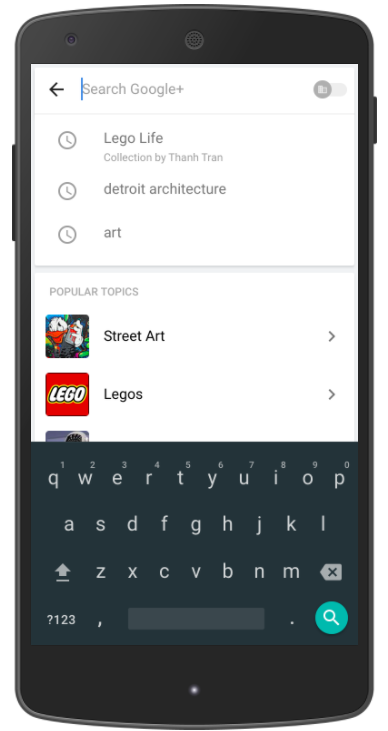 New Google+ Suggested and recent searches