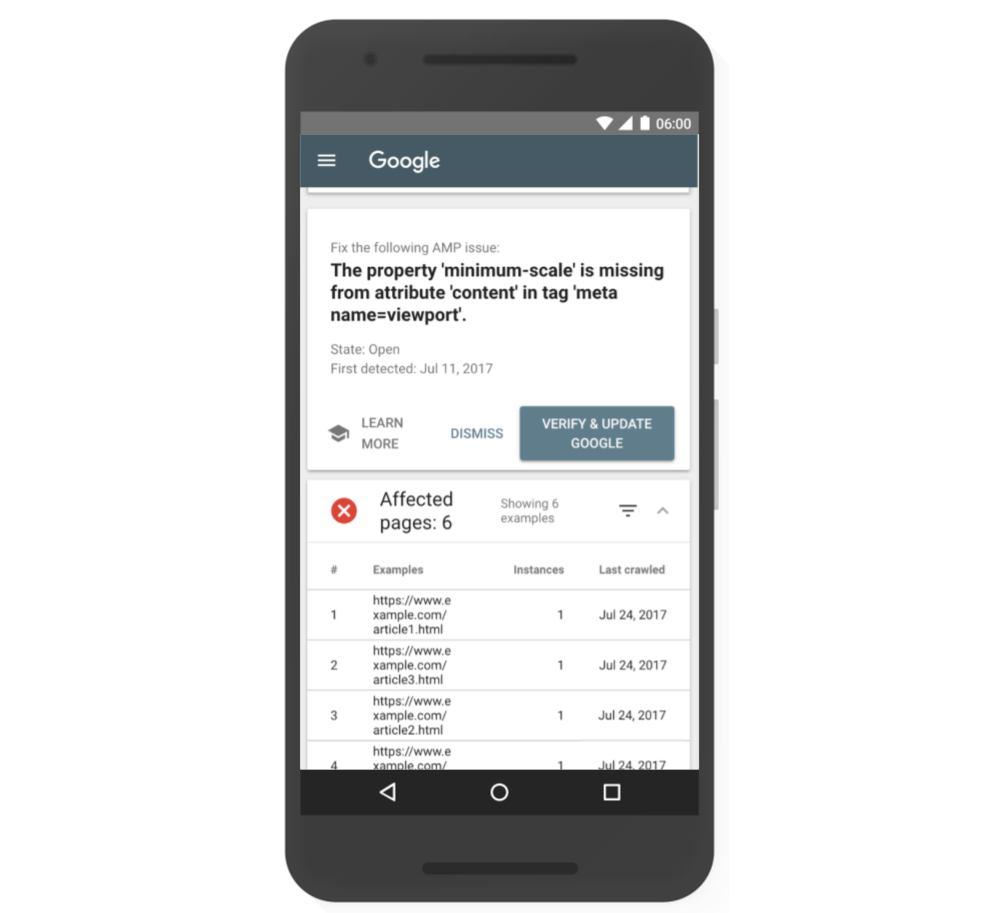 Google Search Console AMP fixing flow