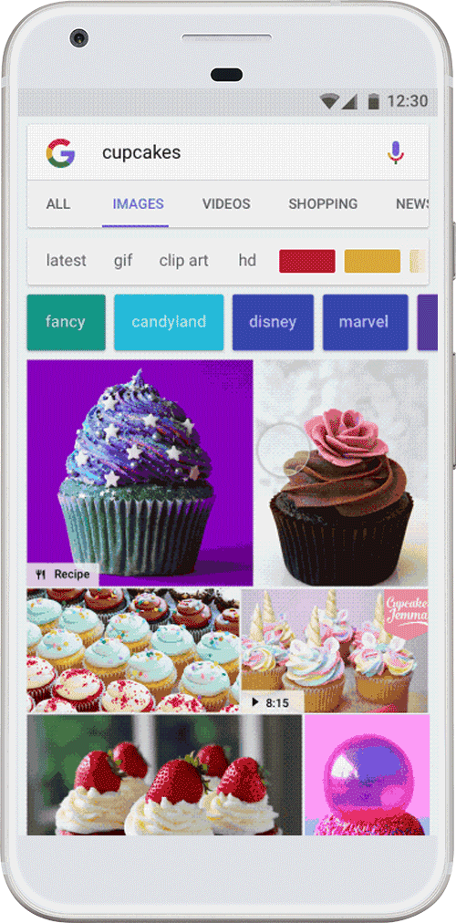 Badges on Google Mobile Image Search results