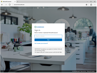 Azure AD desktop sign-in UI with company branding
