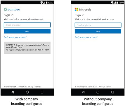 Azure AD Mobile sign-in UI