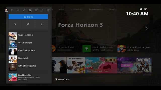 New Xbox One Guide navigaion